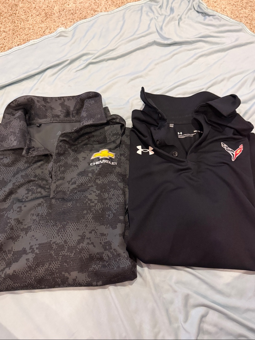 Adidas Chevrolet & Under Armour corvette Black Polo - Bundle lot of 2